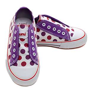   Cute Purple Polka Dot Lace Up Canvas Tennis Shoes Girls 1 