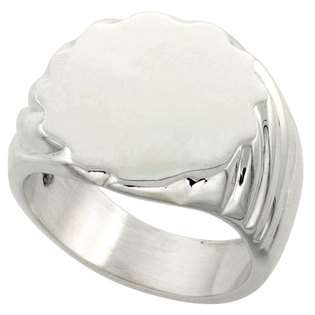   Sterling Silver Hand Made Large Solid Oval Signet Ring at 