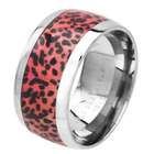 Rings   Stainless Steel 316L Surgical Steel Pink Leopard Print Ring 