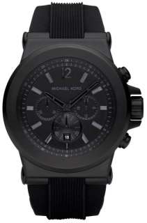 NEW MICHAEL KORS BLACK SILICON STRAP CHRONOGRAPH OVERSIZE MENS WATCH 