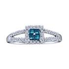 Carat Blue Princess Diamond 14k White Gold Engagement Ring (Size 