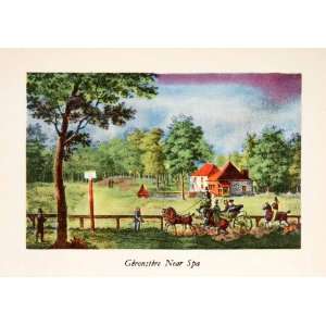  1950 Photolithograph Geronstere Spa Belgium Horse Drawn Buggy 