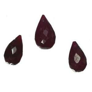  Ruby Briolette Beads Large 8mm 10mm Pear Shape Faceted 