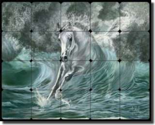 McElroy Horse Equine Art Tumbled Marble Tile Mural  