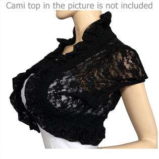   Size Black Lace Ruffled Edge Cropped Bolero Shrug  eVogues Apparel