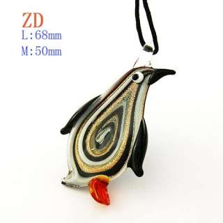   Lampwork Murano Glass Penguin bead Pendant String Necklace Top  