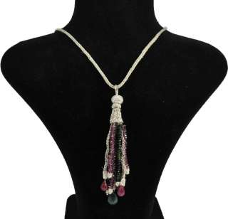   Work 999 Pure Silver Necklace Emerald Ruby Pendant Turkish Handcrafted