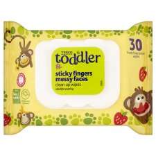 Tesco Toddler Sticky Fingers Messy Faces Wipes X30   Groceries   Tesco 