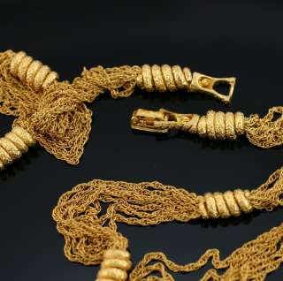 Vintage Multi Chain Station Gold Tone Link Decorative Necklace 