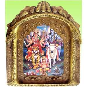 Ganesha with shiva & Maa Vaishano devi poster painting in traditional 