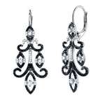   Carat Black & White 14k White Gold Diamond Chandelier Earrings