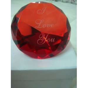   You Ruby Glass Crystal Diamond Shaped Paperweight 3 Home & Kitchen