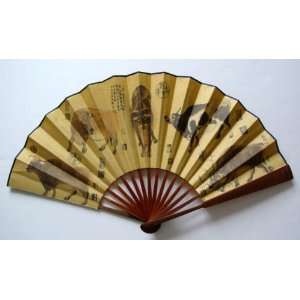  Chinese Art Painting Calligraphy Bamboo Fan Ox Everything 