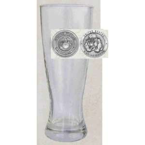 Marine Corps Footed Pilsner Glass 20oz:  Kitchen & Dining