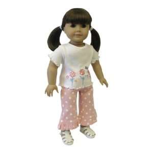   American Girl Doll Clothes Pink Polka Dots Pants Outfit: Toys & Games