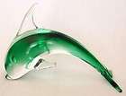 LOVELY VINT OGGETTI ITALY GREEN CLEAR ART GLASS DOLPHIN