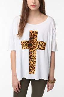 UrbanOutfitters  Truly Madly Deeply Leopard Cross Dolman Tee
