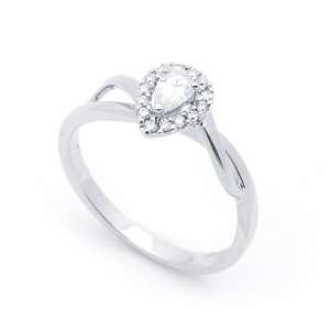   Diamond Pear Shape Wedding & Engagement Ring (0.3ct, SI, G H): Jewelry