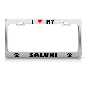   Heart Dog license plate frame Stainless Metal Tag Holder: Automotive