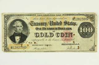 1882 One Hundred Dollar $100 Bill Gold Coin Certificate F 1214 Gold 
