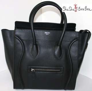 NEW Celine Mini Luggage Black Pebbled Leather Bag NWT  