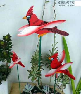 Large Cardinal Motion Garden Stakes Red Yard Bird 3pcs.  