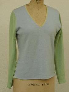   WHO ANTHROPOLOGIE RETRO PASTEL COLOR BLOCK 100%CASHMERE SWEATER SMALL