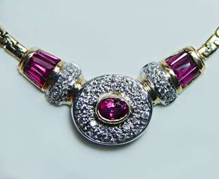 Designer 18K Gold High End Ruby Diamond Necklace Estate Jewelry  