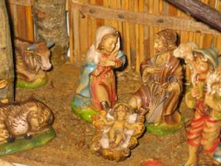 Vintage Christmas Composition Italy Nativity Set 1940s  