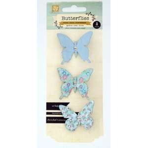  Prima   Fabric Butterfly Embellishments   Blue Arts 
