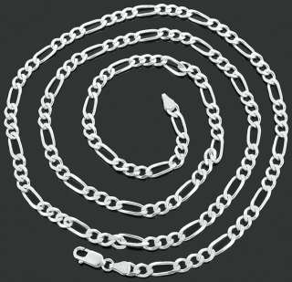   30 Inch Stainless Steel 4.5 mm Figaro Link Chain Diamond Cut Necklace