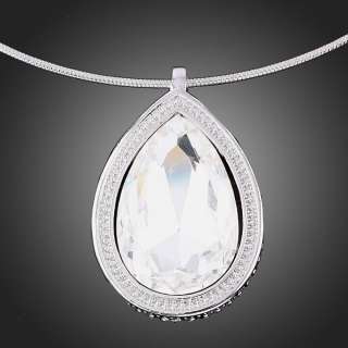 ARINNA swarovski crystals clear pear pendant Necklace  