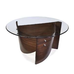   Wood & Glass Round Coffee Table / Cocktail Table: Home & Kitchen