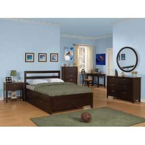  5pc Twin Size Bedroom Set Contemporary in Rich Brown 