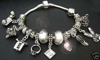 Mother Of Bride Charm Bead Bail Bracelet Wedding Gift  