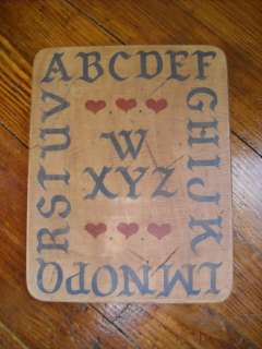 Primitive country sampler stencil wood wall decoration hearts letters 