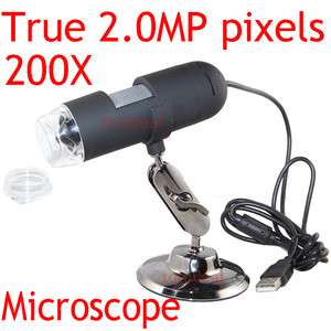 True 2MP 8 LED USB Digital Microscope Micro Video Camera 200X w/Driver 