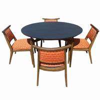 Vintage Danish Dining Set Table and 4 Side Chairs  