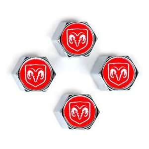  Dodge Ram Red Tire Valve Stem Caps   (Set of 4 