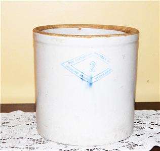 Antique Vintage Primitive Pittsburg Pottery Crock # 2   Diamond Brand 