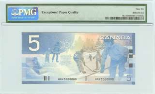 Rare 2002 $5 3 Million Serial# 3000000 Bank of Canada Journey PMG 