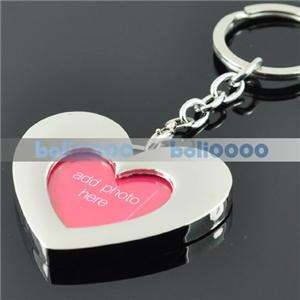 KEYCHAIN Heart Mini Photo Clip SILVER KEY RING K634  