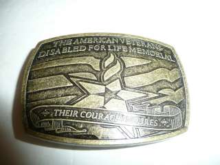 The American Veterans Disabled For Life Memorial BELT BUCKLE Courage 