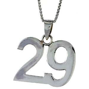  Sterling Silver Digit Number 29 Pendant 3/4 in. (18 mm 