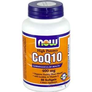  Now CoQ10 400mg with Vitamin E, 60 Softgel: Health 