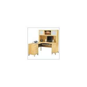   Shape Wood Computer Desk With Hutch in Maple Cross: Office Products