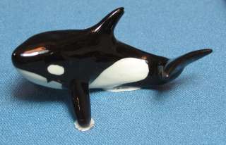 Vintage Miniature Orca Killer Whale Porcelain Figure Figurine Black 