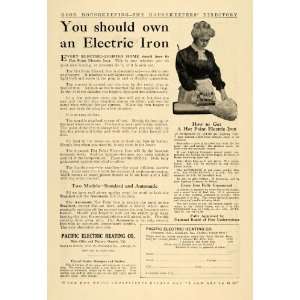 1909 Ad Pacific Electric Heating Co. Hot Point Iron   Original Print 