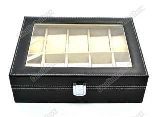 2011 New 10 Grid Watches Display Storage Box Case Jewelry Faux Leather 