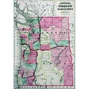  Johnson 1864 Antique Map of Washington & Oregon Office 